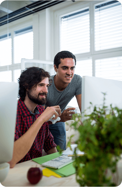 Team working together in a collaborative environment